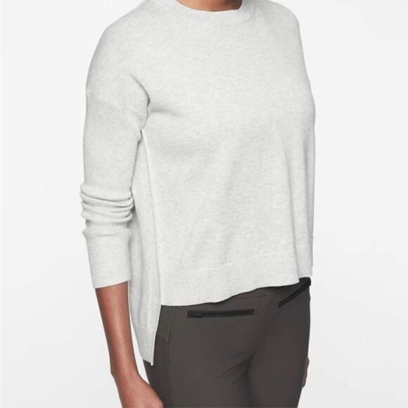 Athleta Highland Crossback Sweater Heather Grey Silk Blend Sz Medium    - Picture 2 of 12